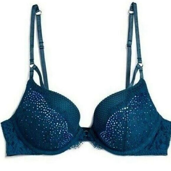 Victoria's Secret FASHION SHOW Saphire Embellished Push Up Padded Bra 32DDD - Picture 5 of 7